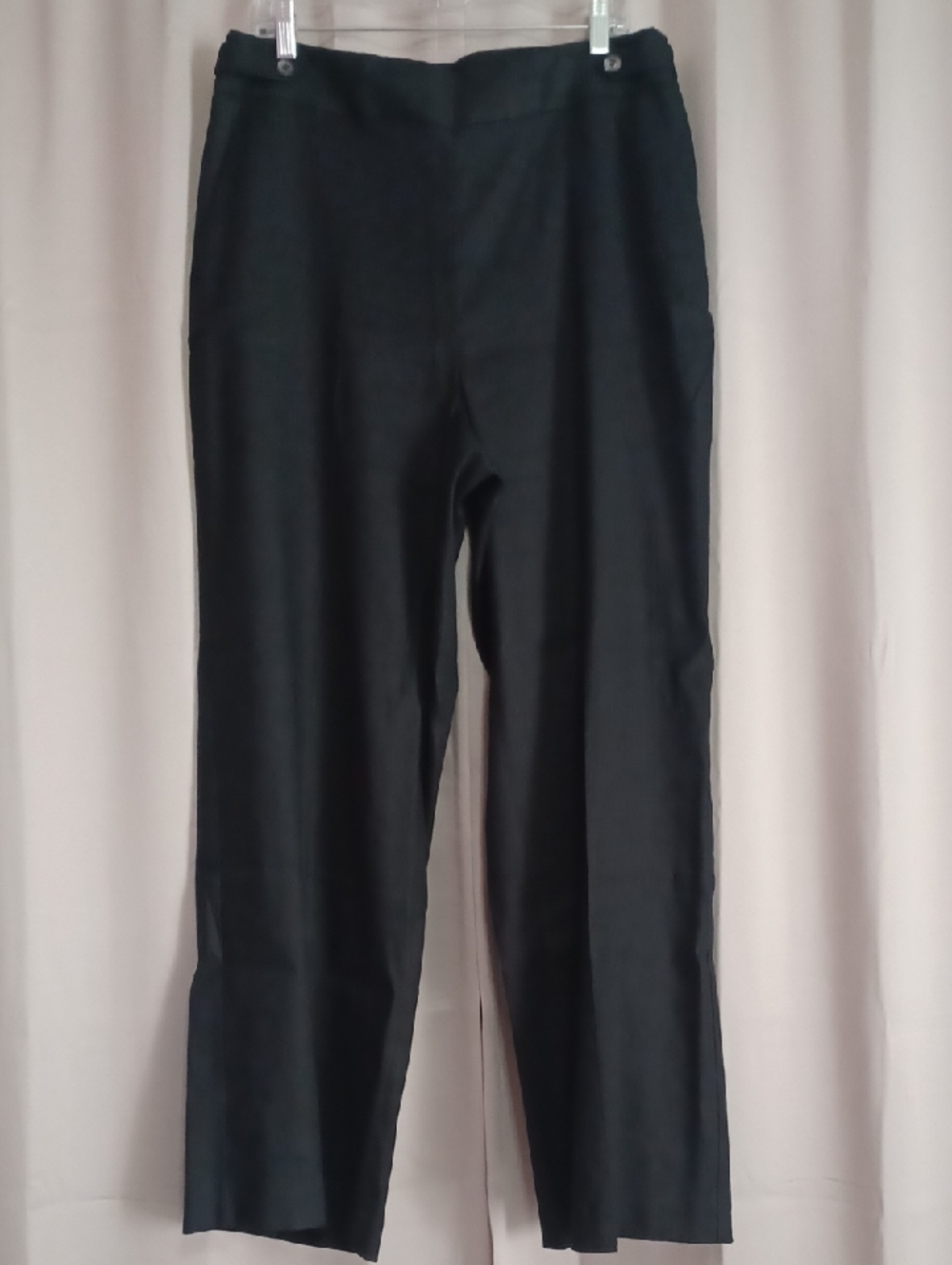 Talbots Linen Blend Black Curvy Fit High-Waist Wide Leg Slacks Pockets Sz 14 New